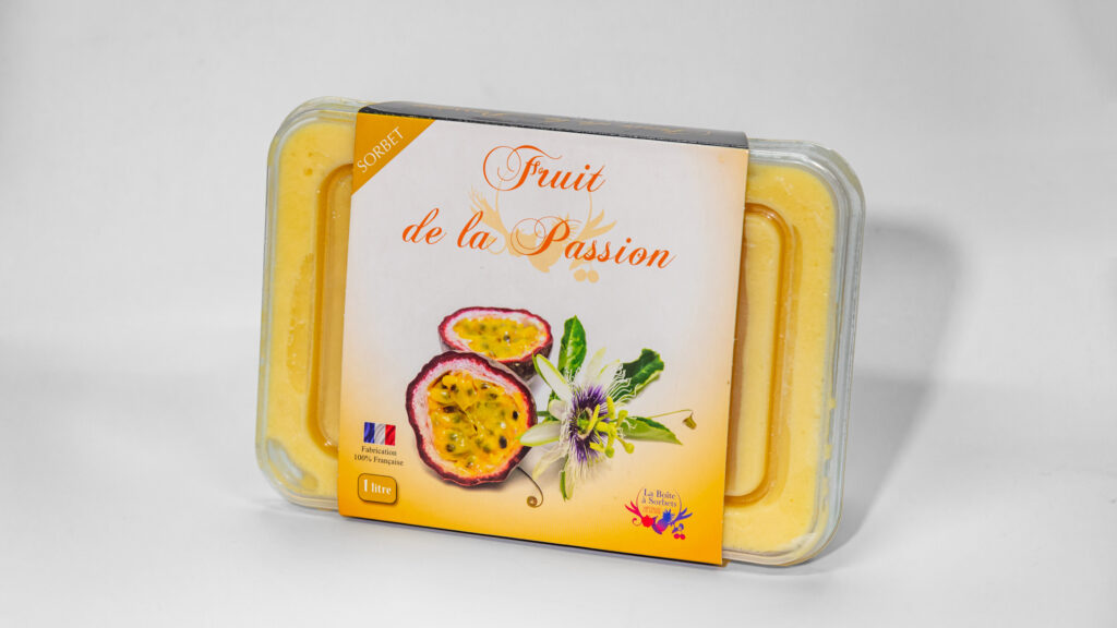 Nos produits : Sorbet 1 litre fruit de la passion